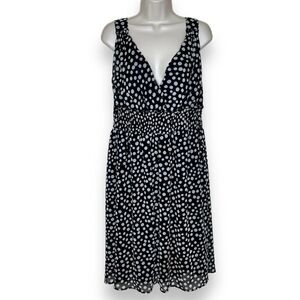 Mlle Gabrielle Black White Polka Dot Surplice Sleeveless Chiffon Dress Women 2X